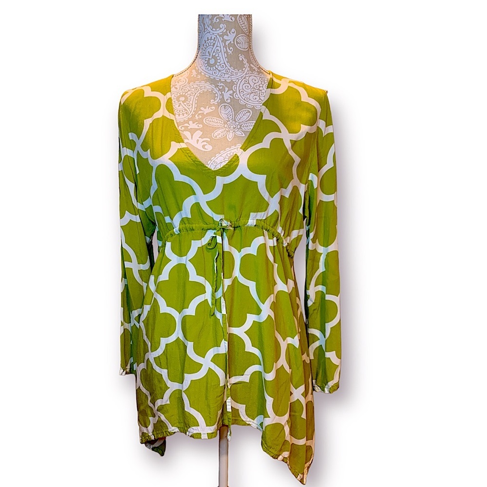 Anna Ocean rayon tie front tunic asymmetrical top